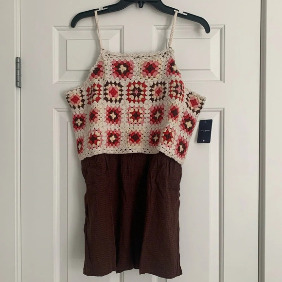 Lucky Brand Crochet‎ Romper - Size M - Pink Granny Square - NWT - Picture 5 of 15